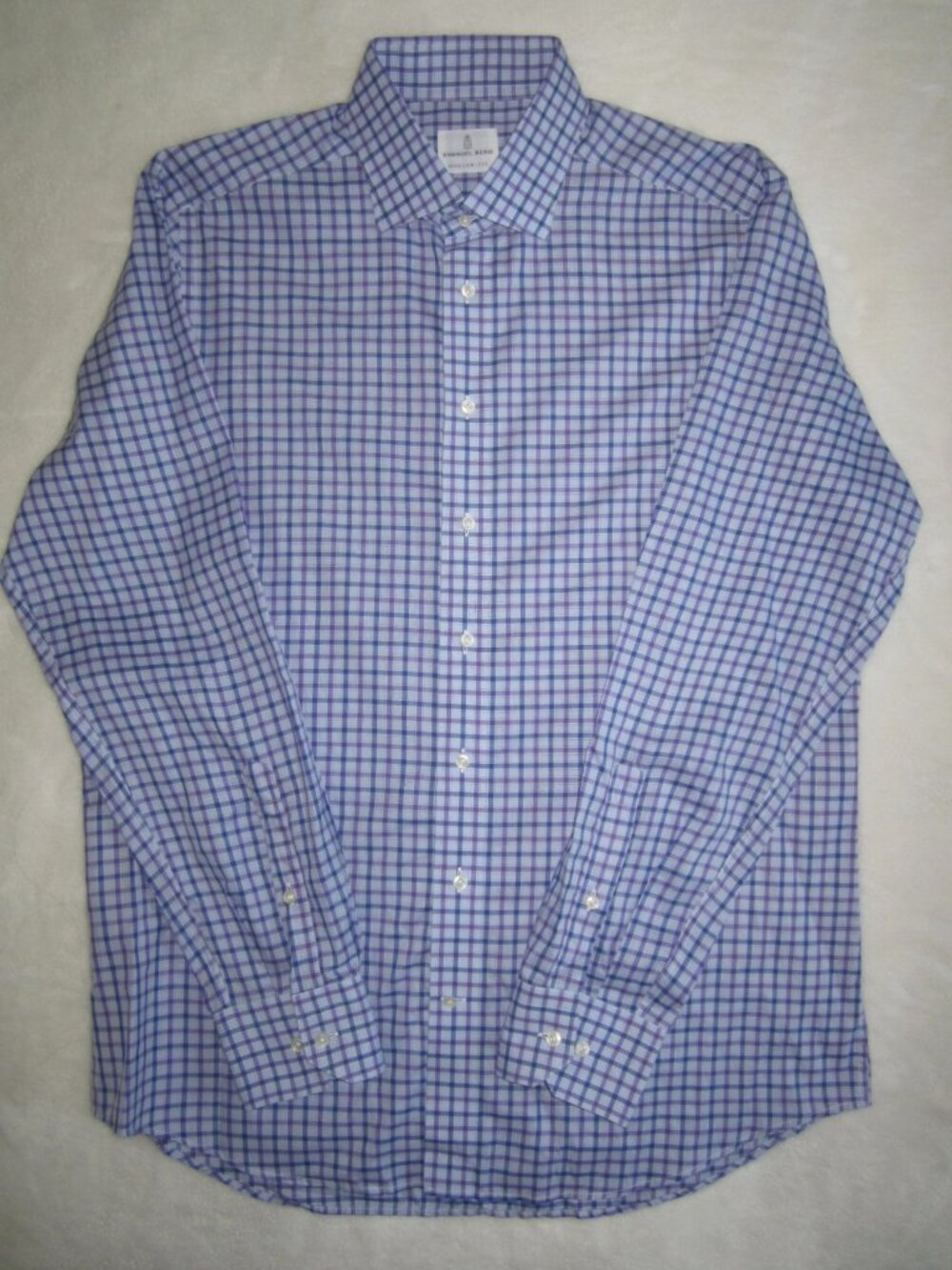 EMANUAEL BERG Modern Fit Mr. Crown Spread Collar Pattern 7 Men's 16 1/2" Large
